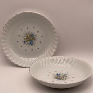 Vintage Bristol Fine China “Lisa” Floral Bowls w/Silver Rim | Japan | Set of 2